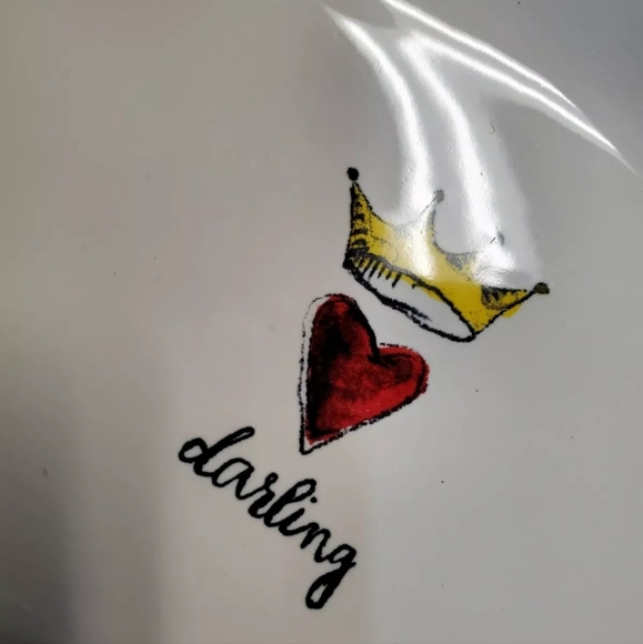 RAE DUNN Darling Heart Crown Oval Shaped Plate Trinket Jewelry Small Ring Dish - Picture 2 of 2